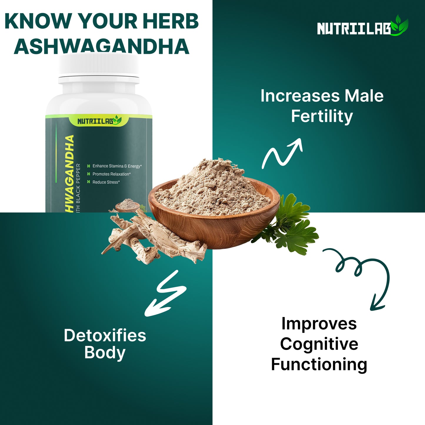 Nutriilab Organic Ashwagandha with Black Pepper