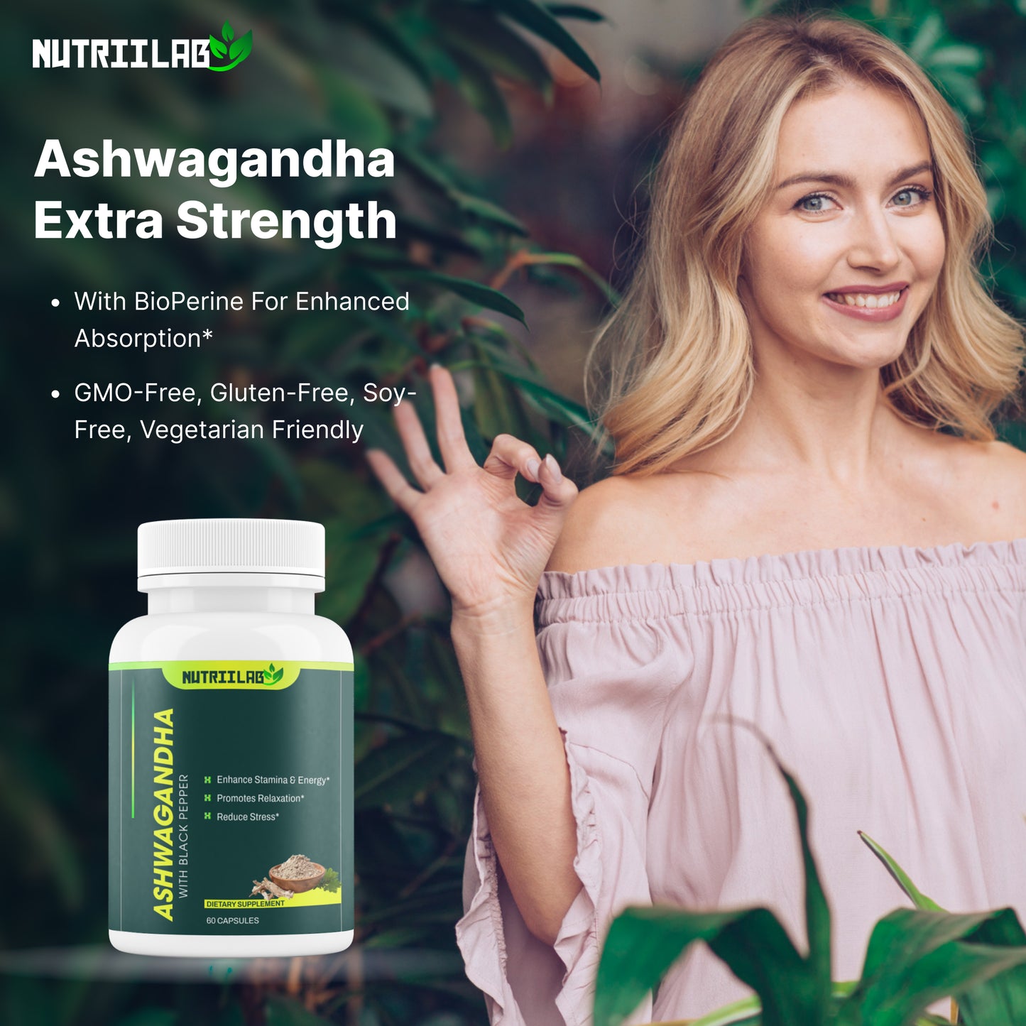 Nutriilab Organic Ashwagandha with Black Pepper