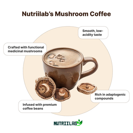 Nutriilab Mushroom Coffee | Best Organic Ground Coffee with Lion's Mane Mushroom and Chaga