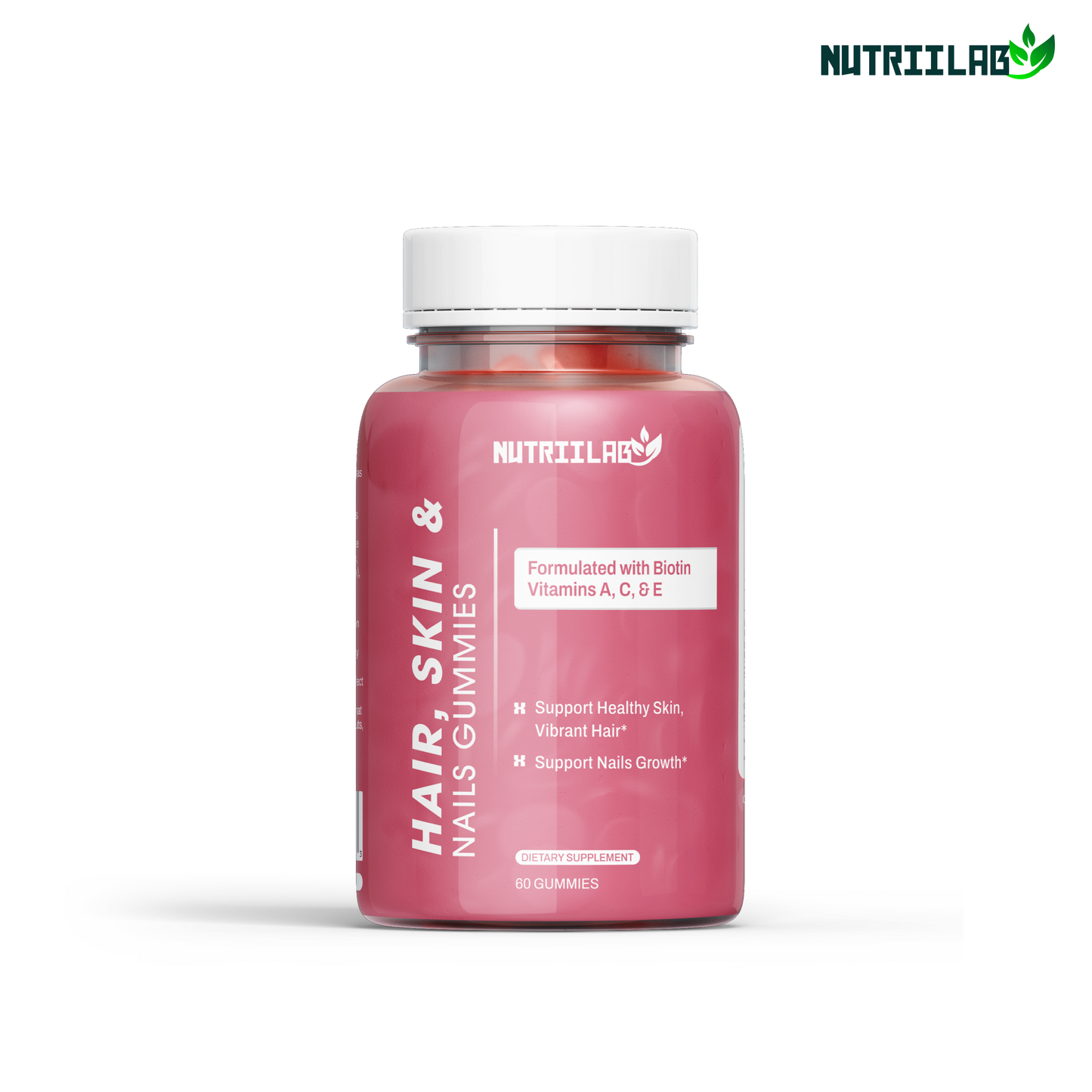 Hair, Skin & Nails Gummies | 6000mcg Biotin + Collagen & Vitamin C | Passion Fruit Flavor – 60ct