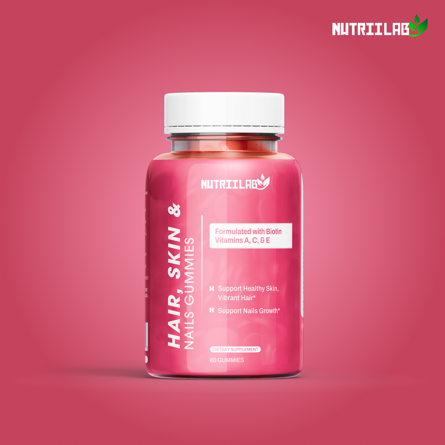 Hair, Skin & Nails Gummies | 6000mcg Biotin + Collagen & Vitamin C | Passion Fruit Flavor – 60ct