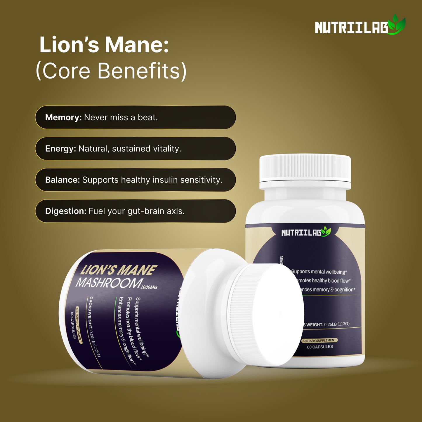 Organic Lion’s Mane Mushroom (60 Vegan Capsules)