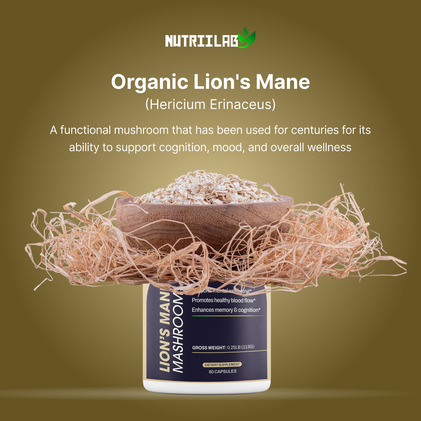 Organic Lion’s Mane Mushroom (60 Vegan Capsules)