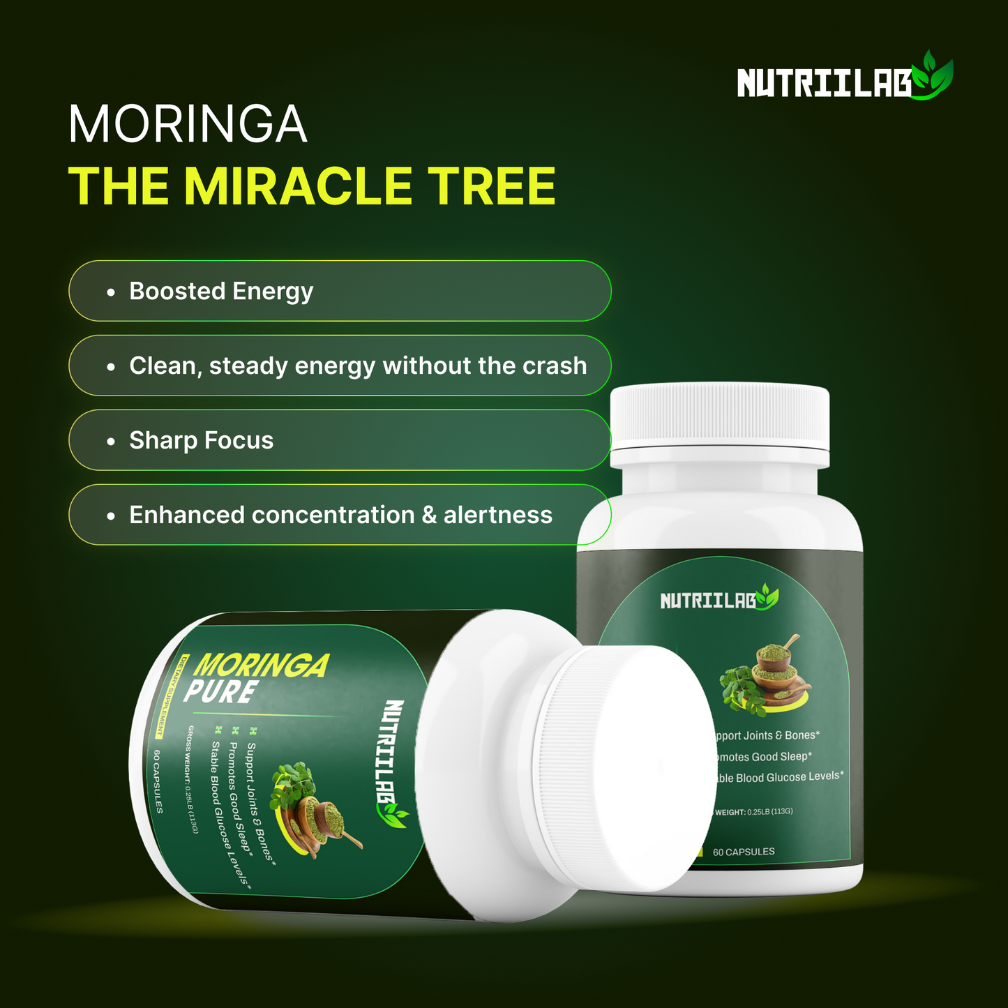 Nutriilab Moringa Pure (60 Vegetable Capsules)