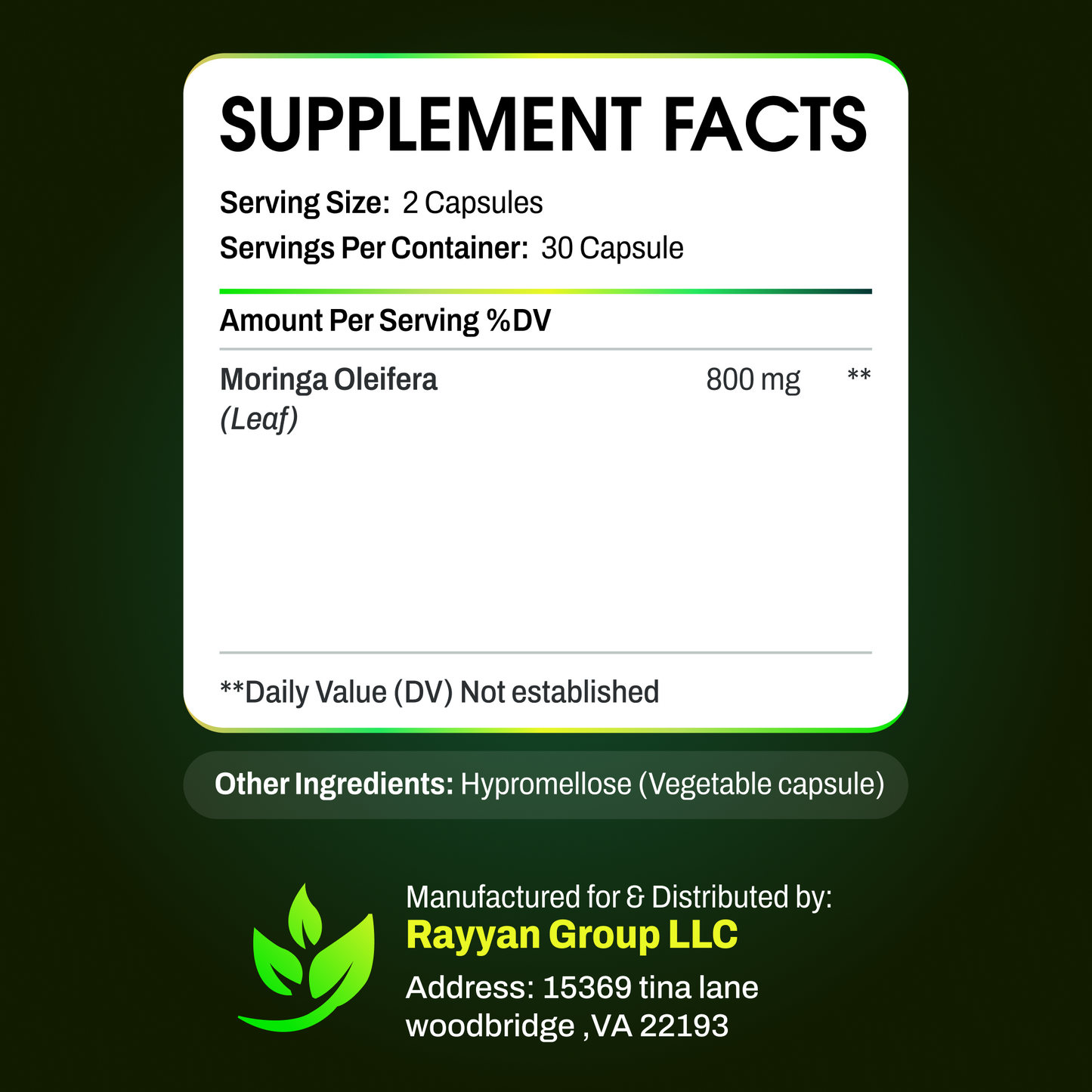 Nutriilab Moringa Pure (60 Vegetable Capsules)