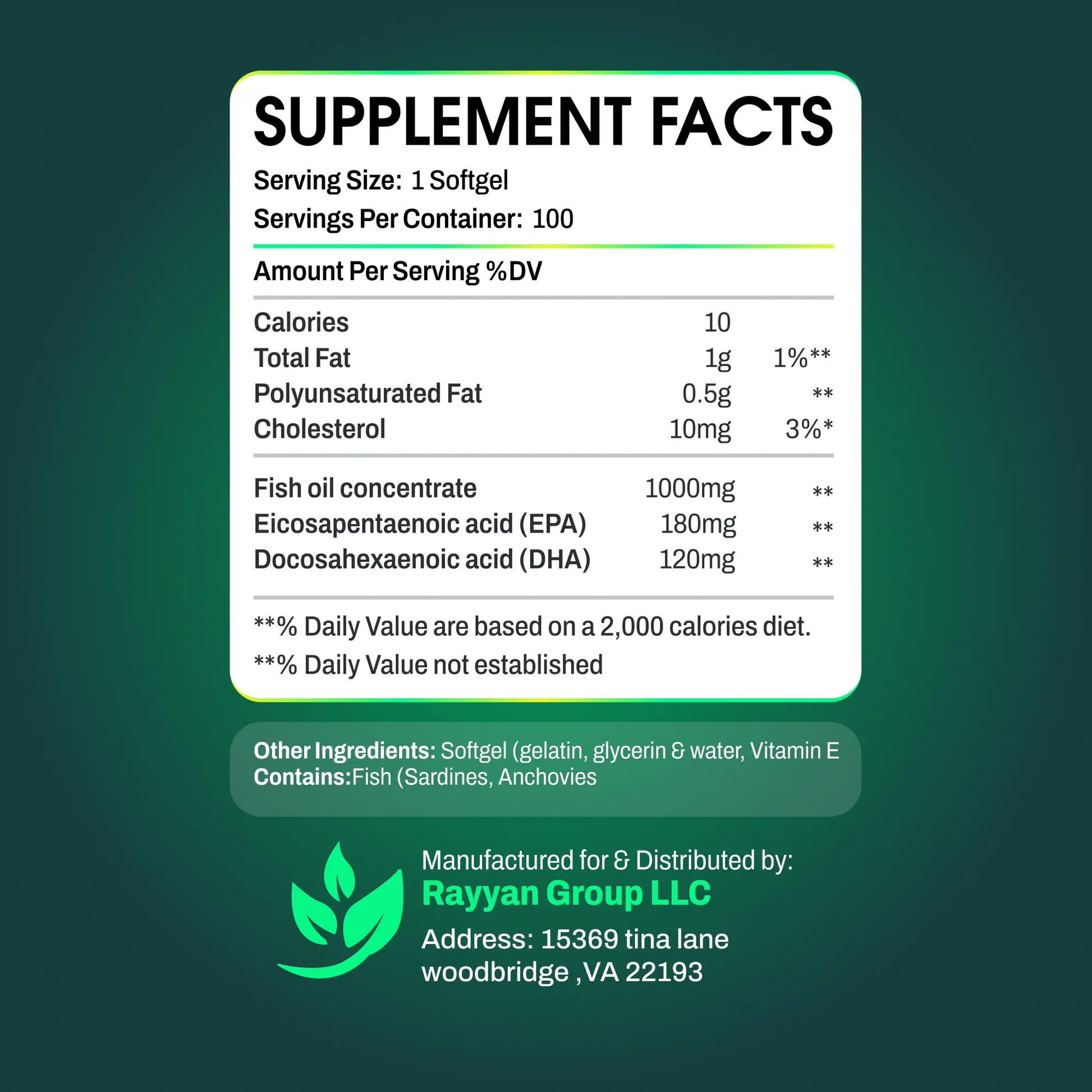 Triple Strength Omega-3 Fish Oil 1000mg NUTRIILAB