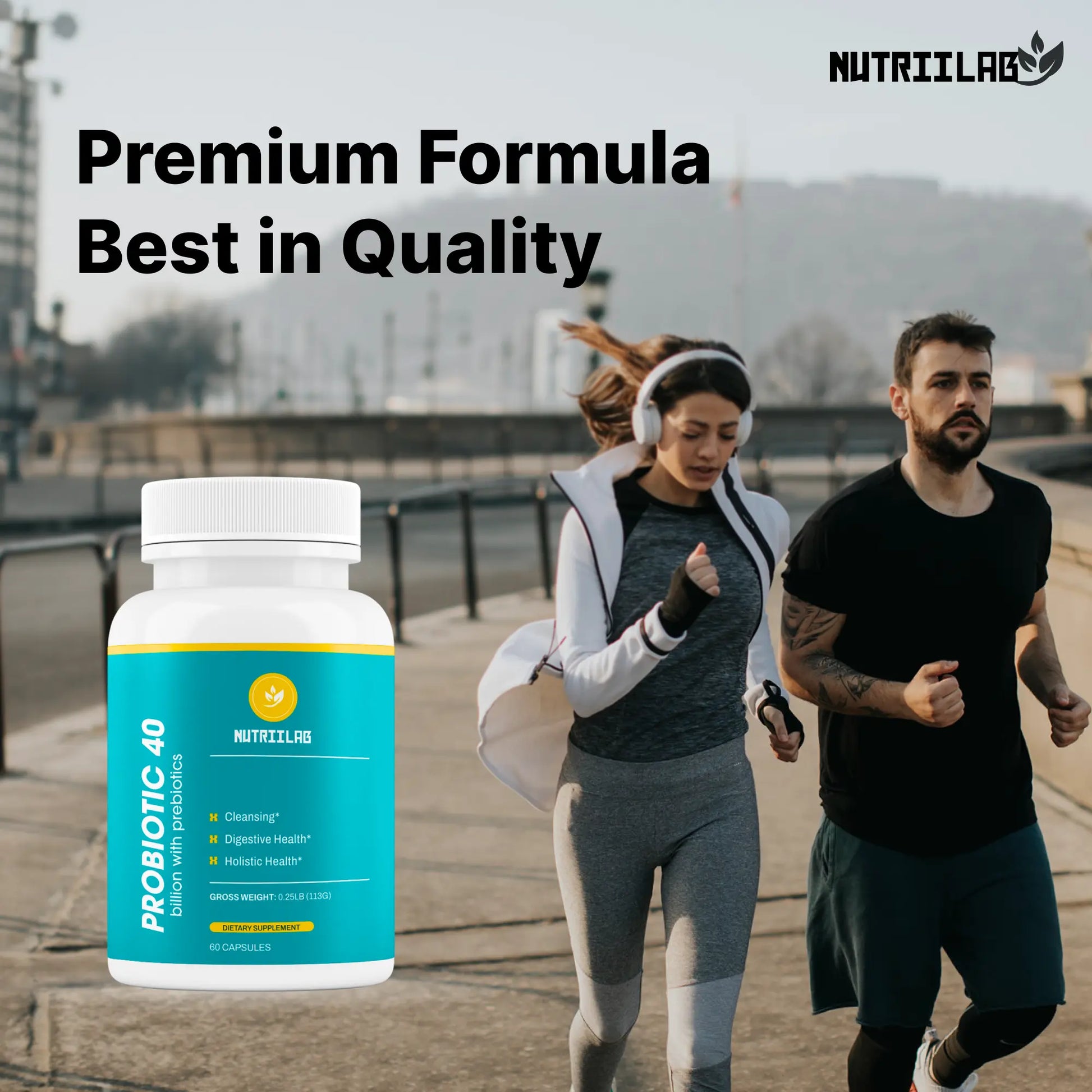 Premium Prebiotic & Probiotic Daily Blend 40 Billion (60 Day Supply) NUTRIILAB