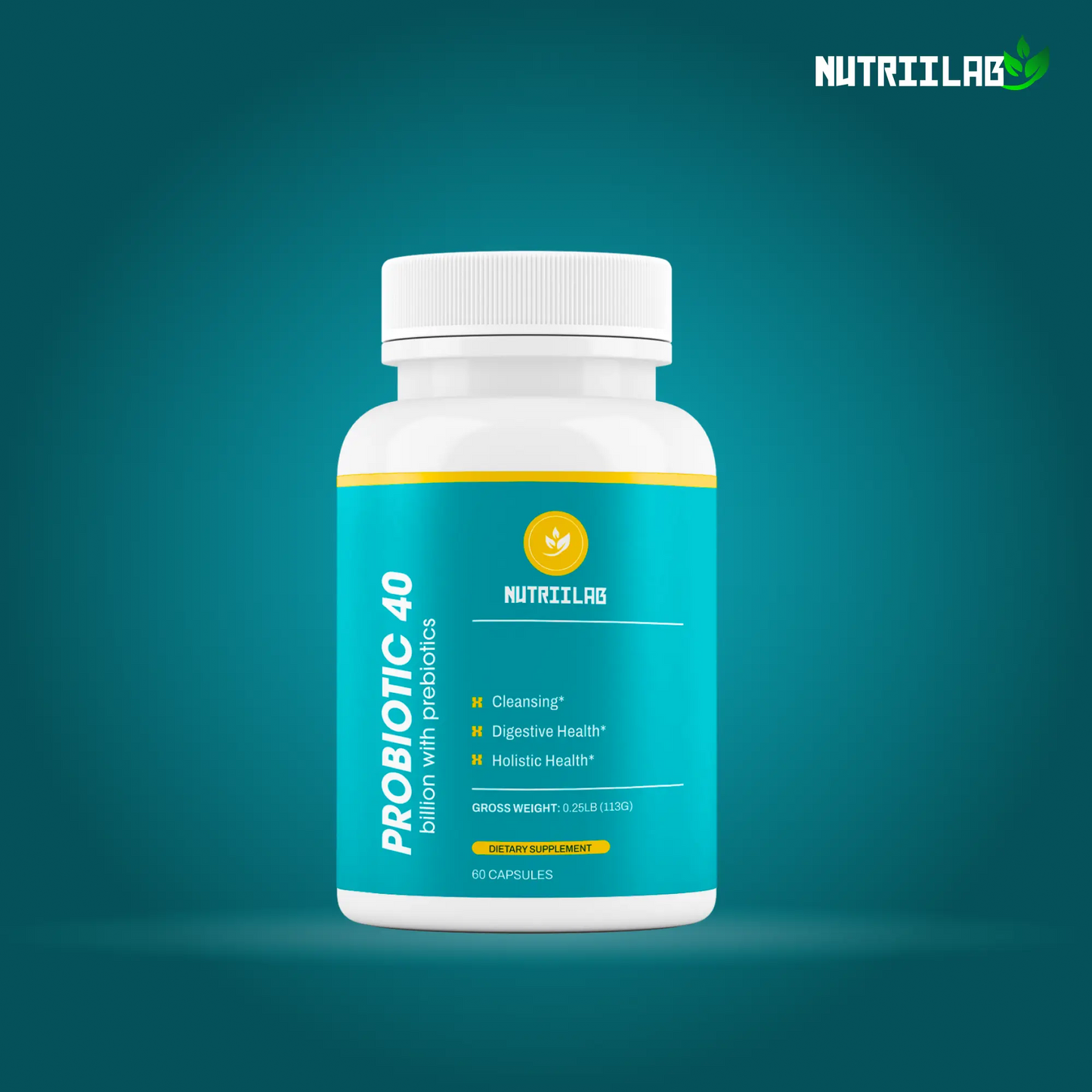 Premium Prebiotic & Probiotic Daily Blend 40 Billion (60 Day Supply) NUTRIILAB
