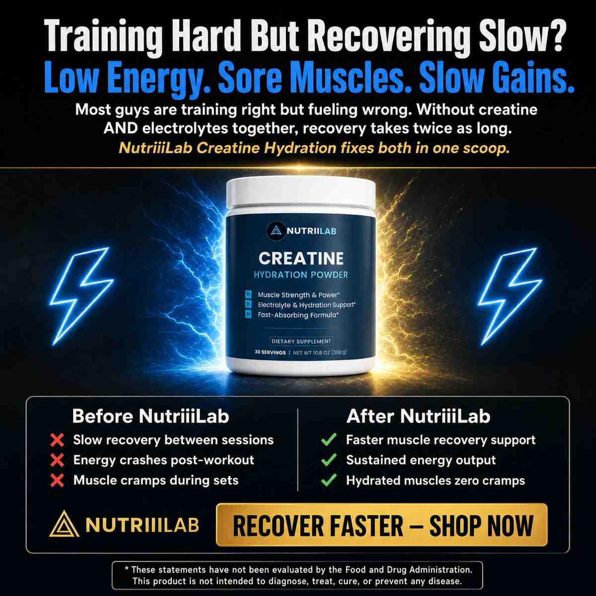 NutriiLab Creatine Powder – Monohydrate & Hydration Formula