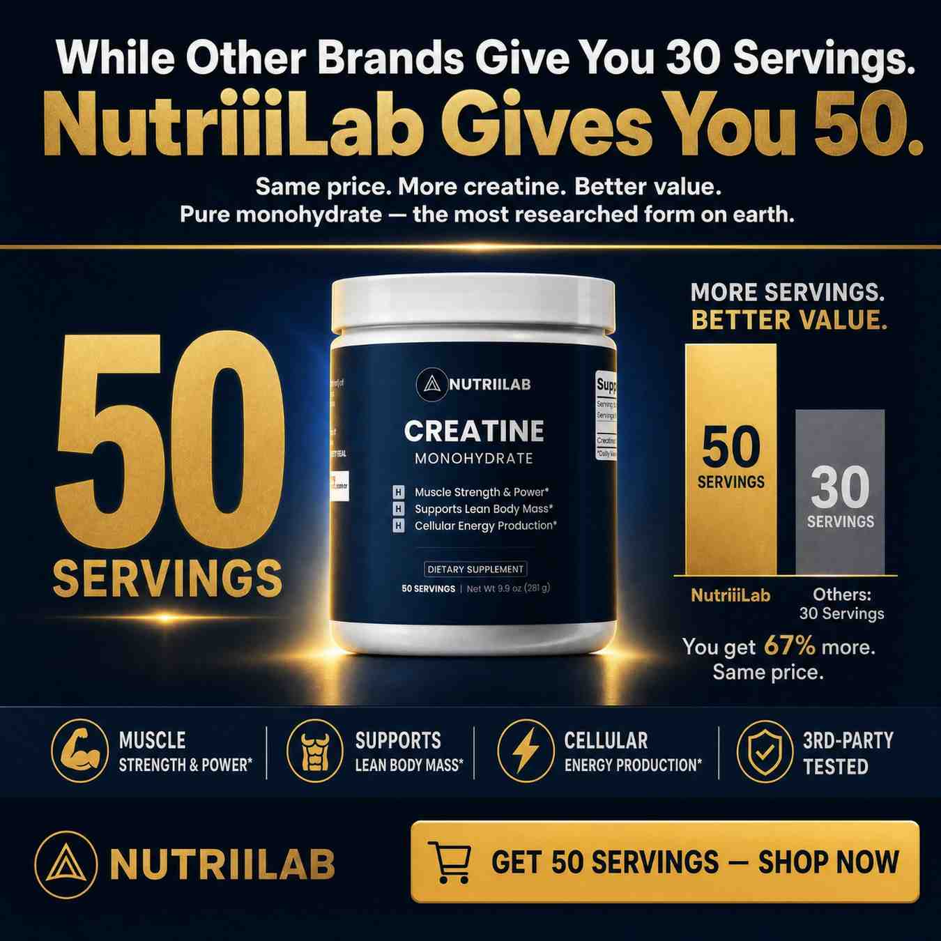 Creatine Monohydrate Powder – Pure & Unflavored